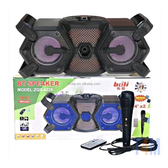 Altavoz Inalámbrico Portátil Sing-e ZQS4228 con Micrófono y control Remoto Negro